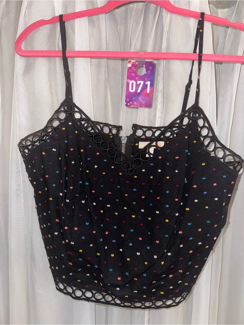 GB girls Black Crop Top with Multicolor Dot Print